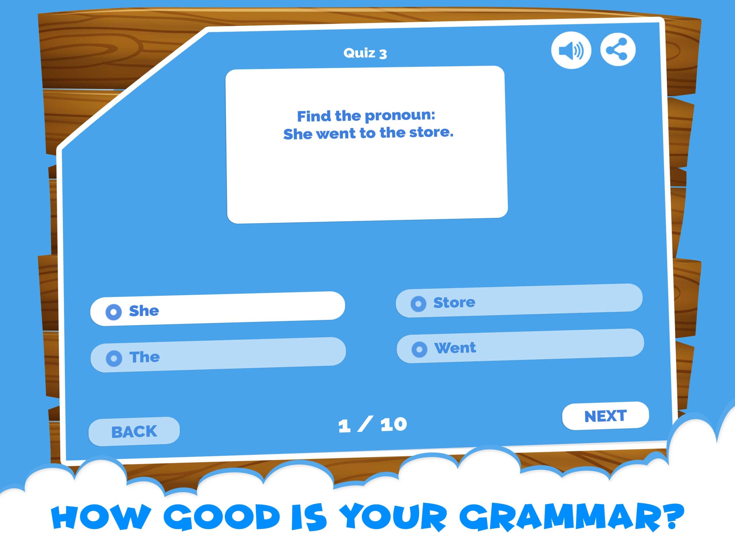 Aplikasi tata bahasa kata ganti untuk anak-anak