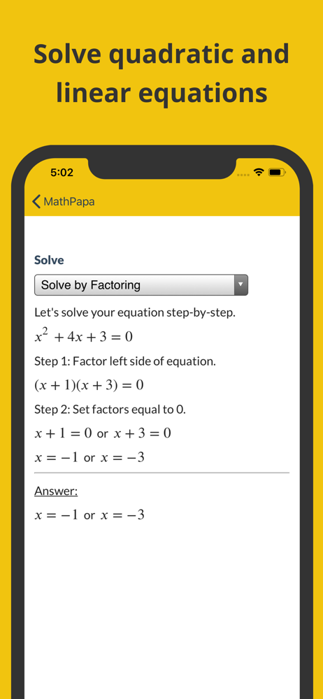 Aplicación MathPapa