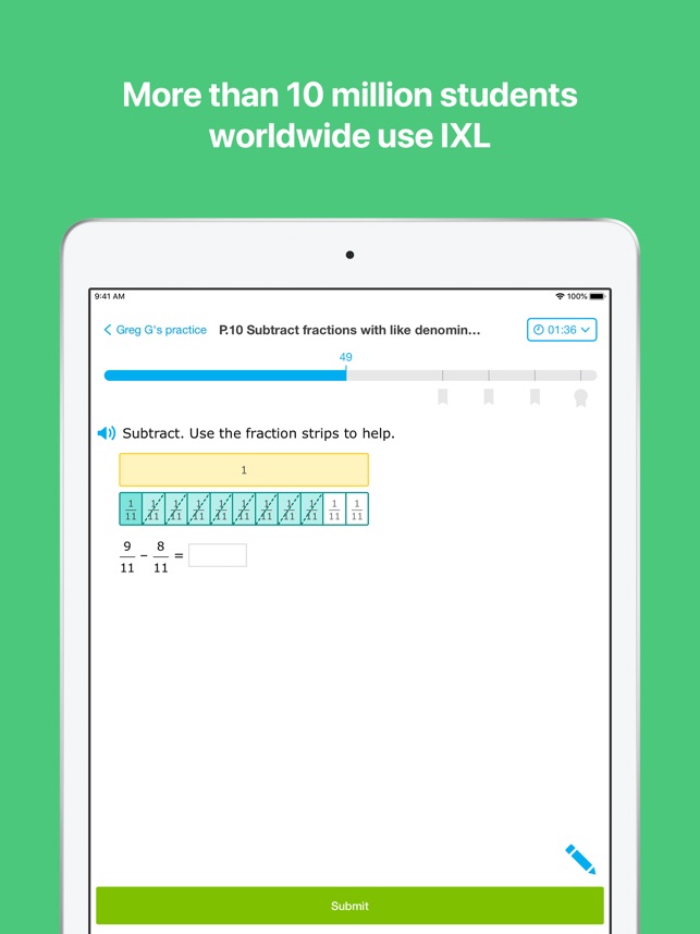 Aplicación matemática IXL