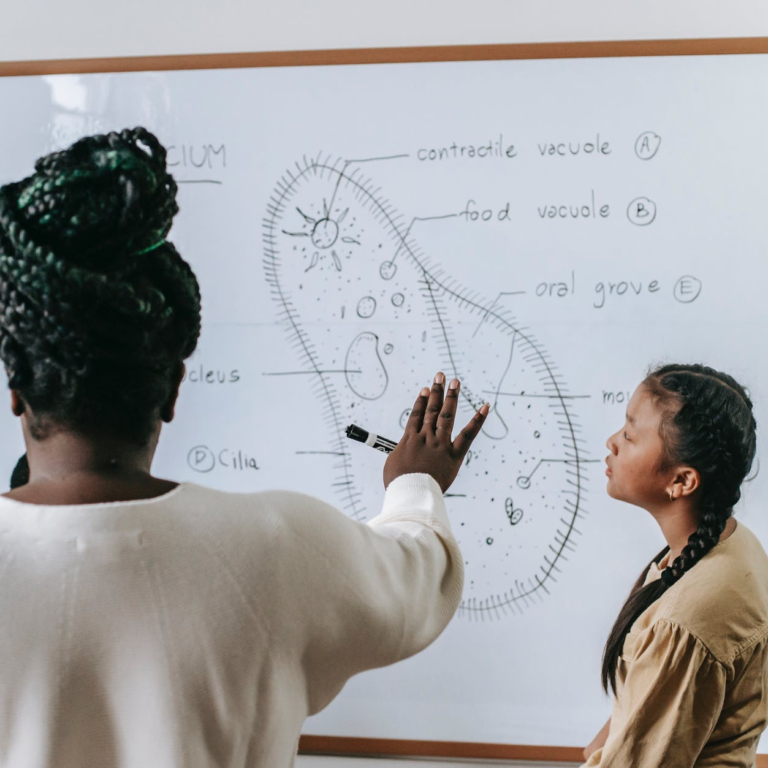 គ្រូពន្យល់ដ្យាក្រាមដល់សិស្ស