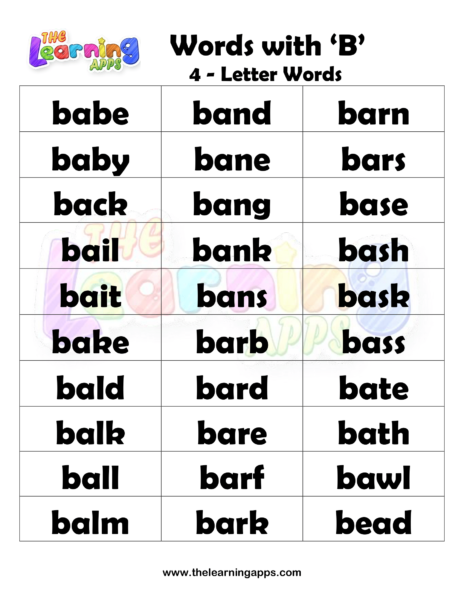 4 Letter Words With B Worksheets 02