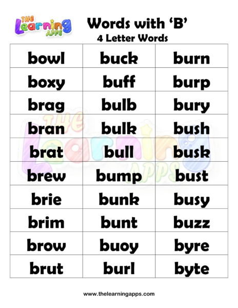 4 Letter Words With B Worksheets 05
