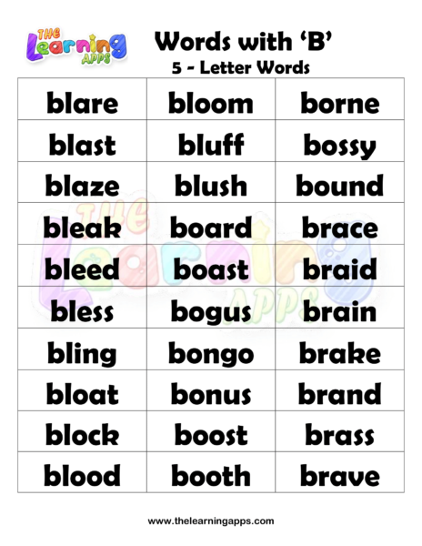5 Letter Words With B Worksheets 08