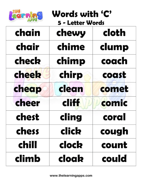 5 Letter Words With C Worksheet 05