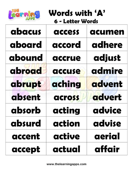 6 Letter Words With A Worksheet 07