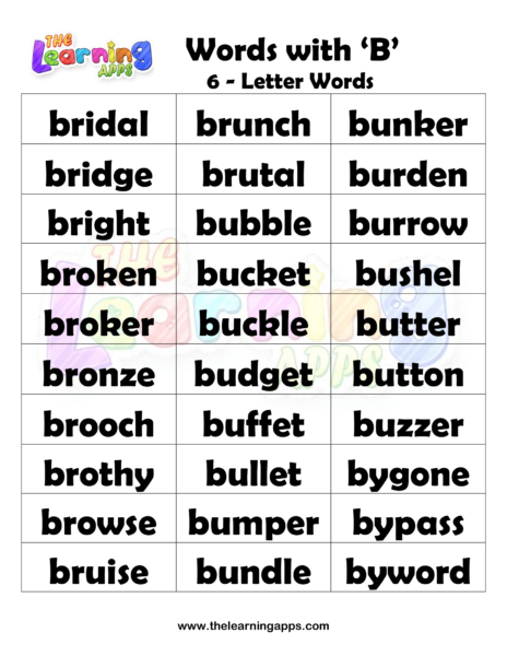 6 Letter Words With B Worksheets 14