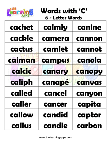 6 Letter Words With C Worksheet 07