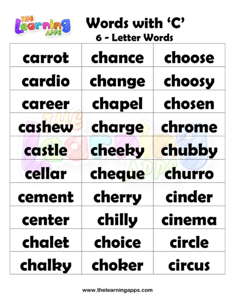 6 Letter Words With C Worksheet 08