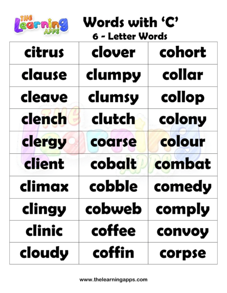 6 Letter Words With C Worksheet 09