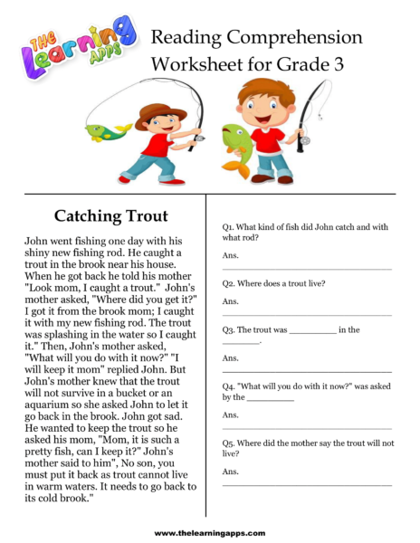 Catching Trout Comprehension Worksheet