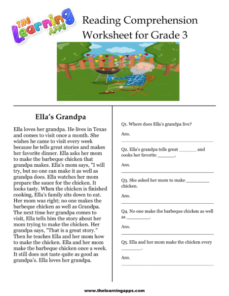 Ella's Grandpa Comprehension Worksheet