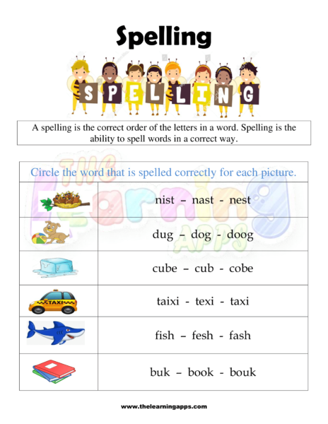 Grade 1 Spelling Worksheet 01