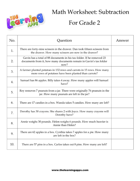 Grade 2 Subtraction Worksheet 05