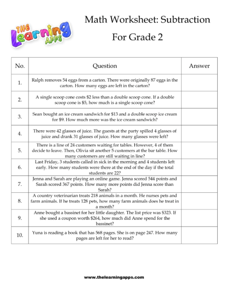 Grade 2 Subtraction Worksheet 13