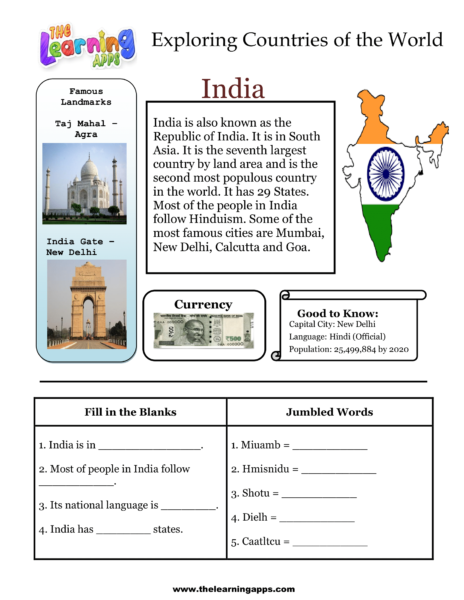 India Worksheet