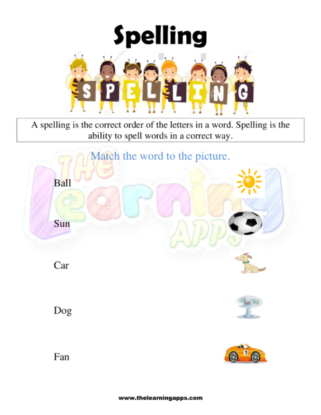Kindergarten Spelling Worksheet 01