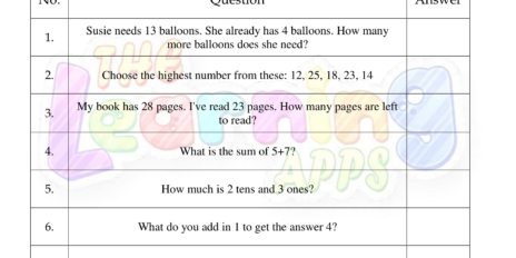 Mental Math Grade 1 01