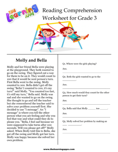 Molly and Bella Comprehension Worksheet