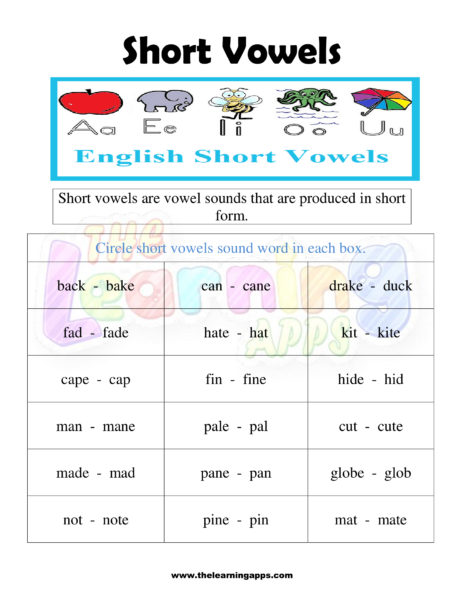 Short vowels Worksheet 03