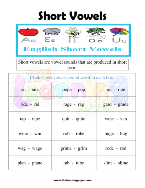 Short vowels Worksheet 04
