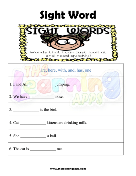 Sight Word Worksheet 03
