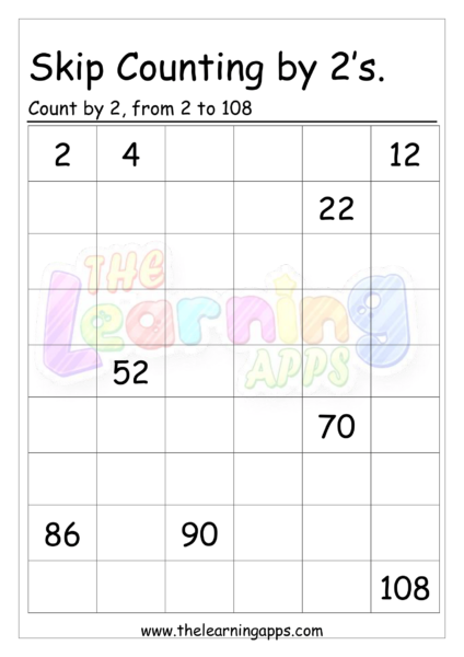 Skip Counting by 2-1 Worksheet