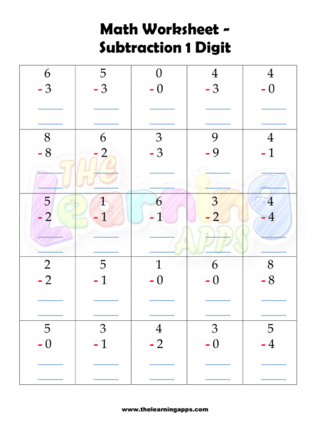 Subtraction Worksheet 1