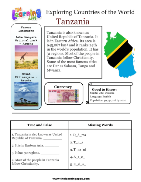 Tanzania Worksheet