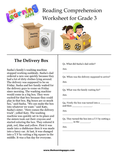 The Delivery Box Comprehension Worksheet