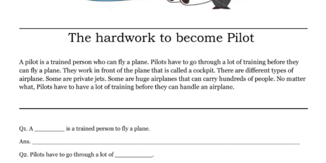 The hard work to become pilot Comprehension The hard work to become pilot Comprehension