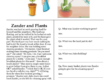 Zander and Plants Comprehension Worksheet