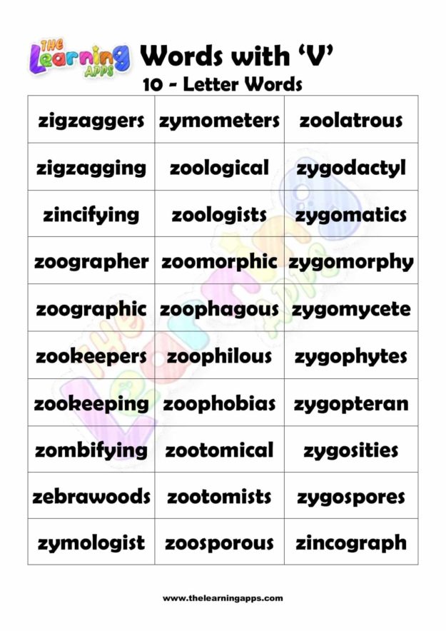 10 LETTER WORD STARTING WITH Z