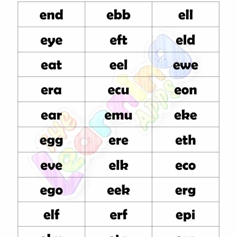 3 LETTER WORD STARTING WITH E