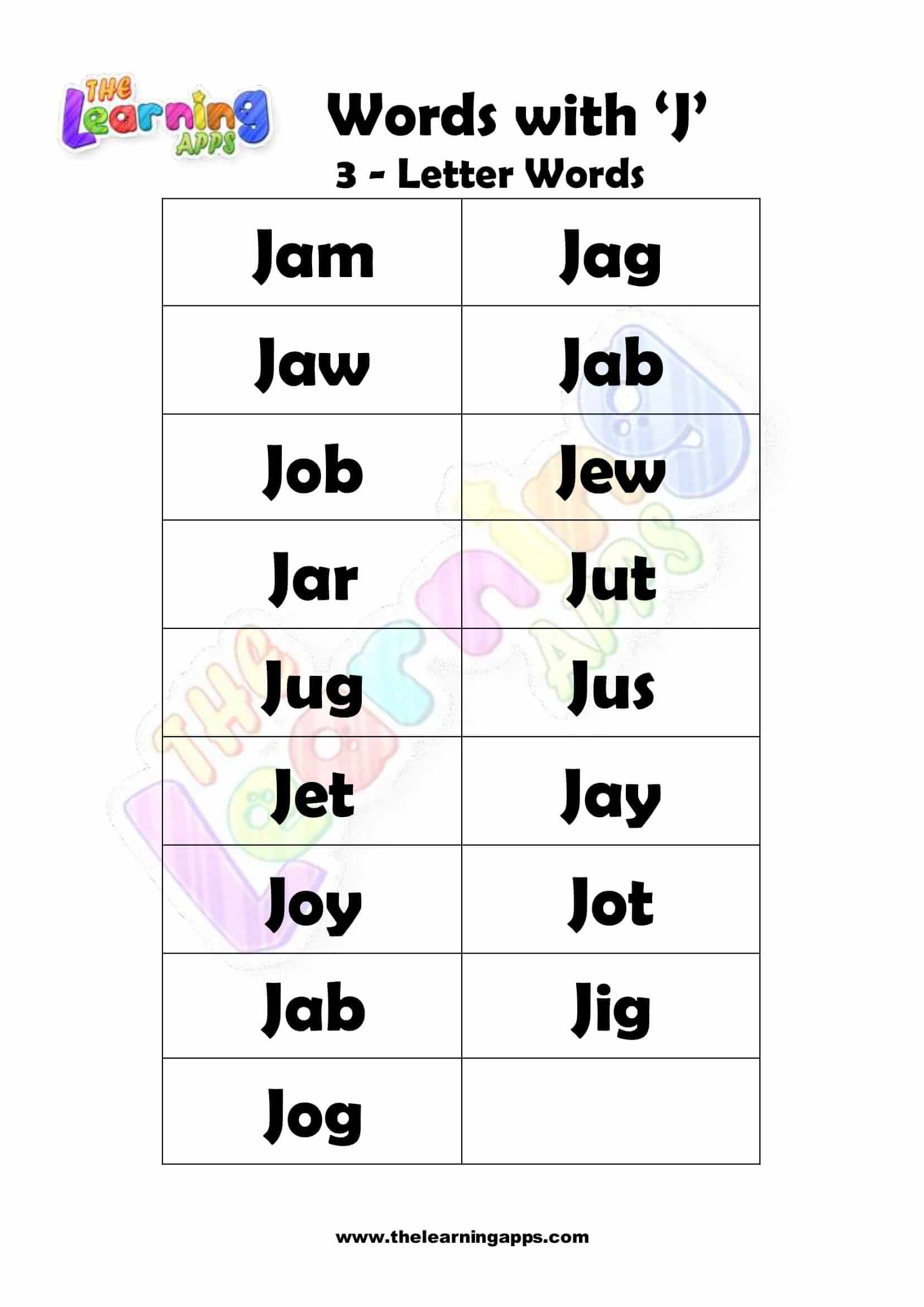 3 LETTER WORD STARTING WITH J