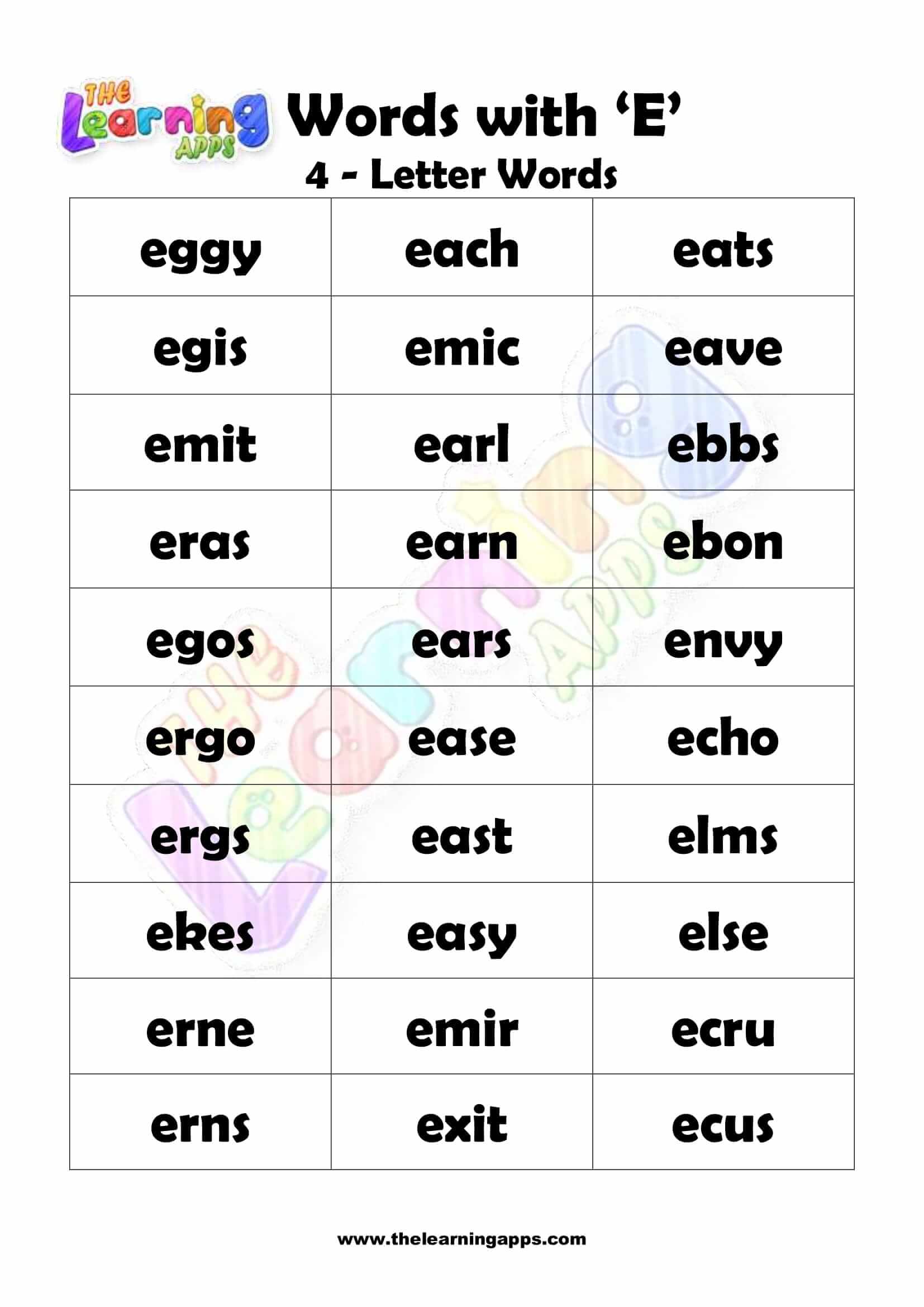 4 LETTER WORD STARTING WITH E-2