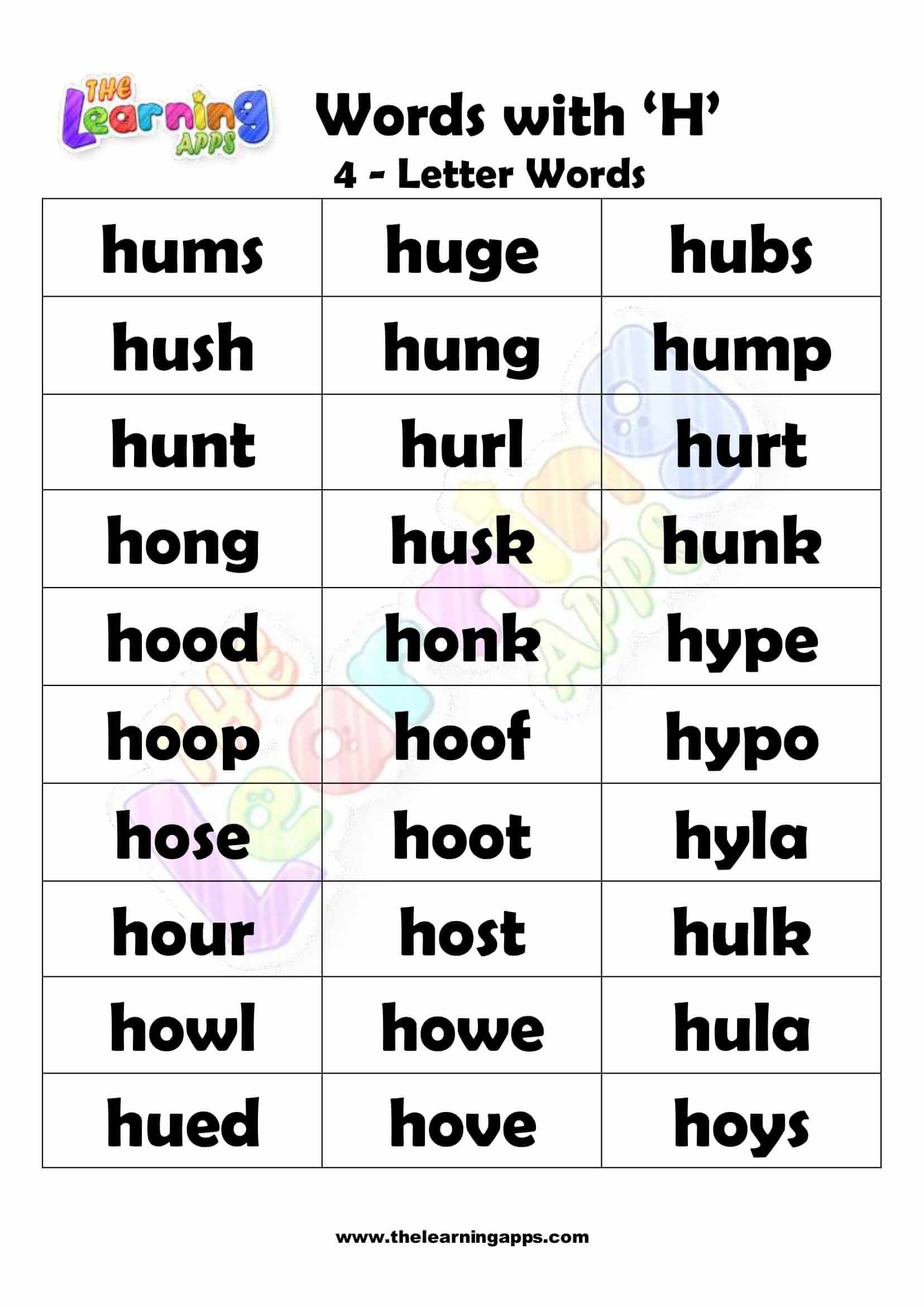 4 LETTER WORD STARTING WITH H-4