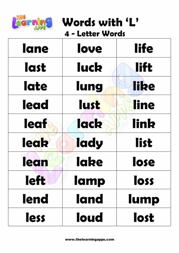 4 LETTER WORD STARTING WITH L