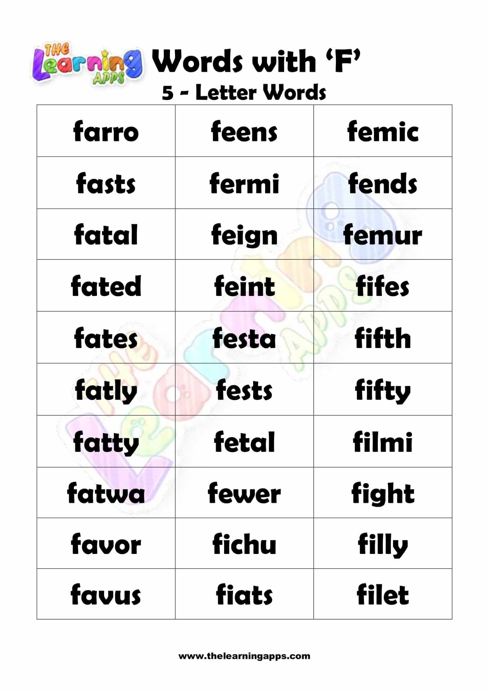 5 LETTER WORD STARTING WITH F-3