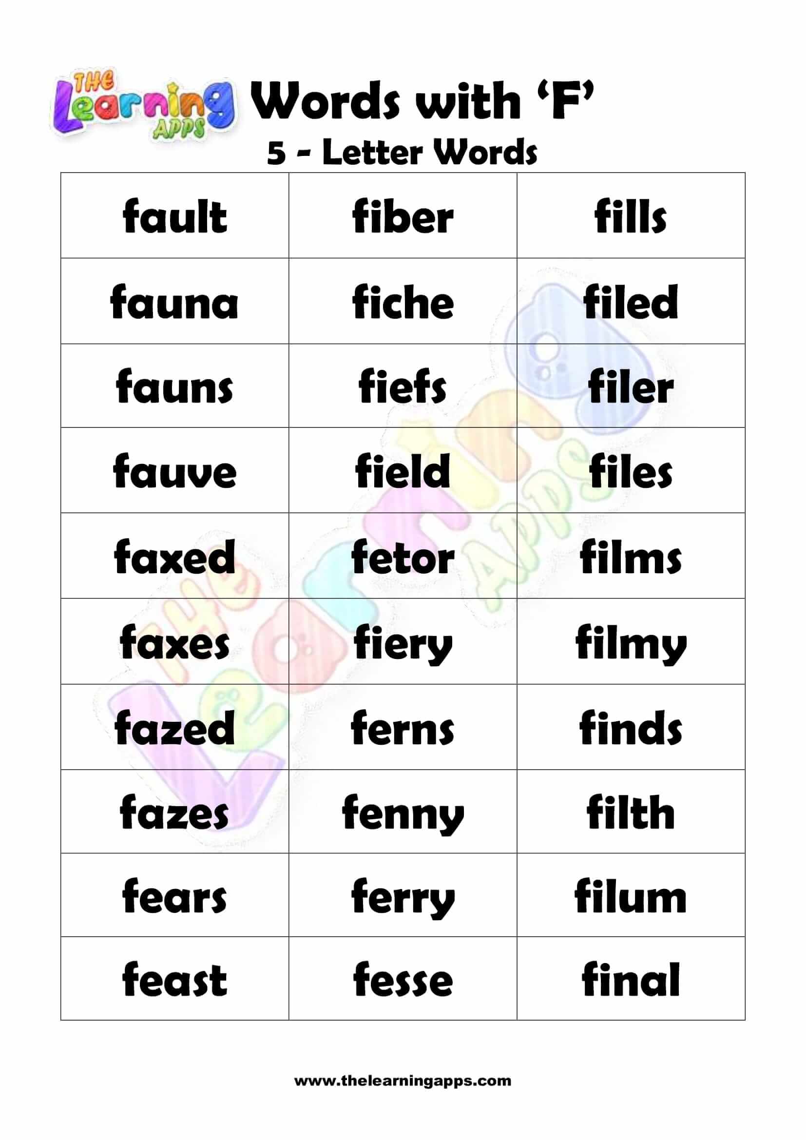 5 LETTER WORD STARTING WITH F-4