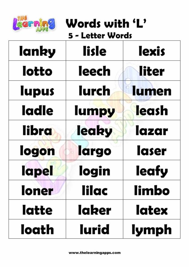 5 LETTER WORD STARTING WITH L-2