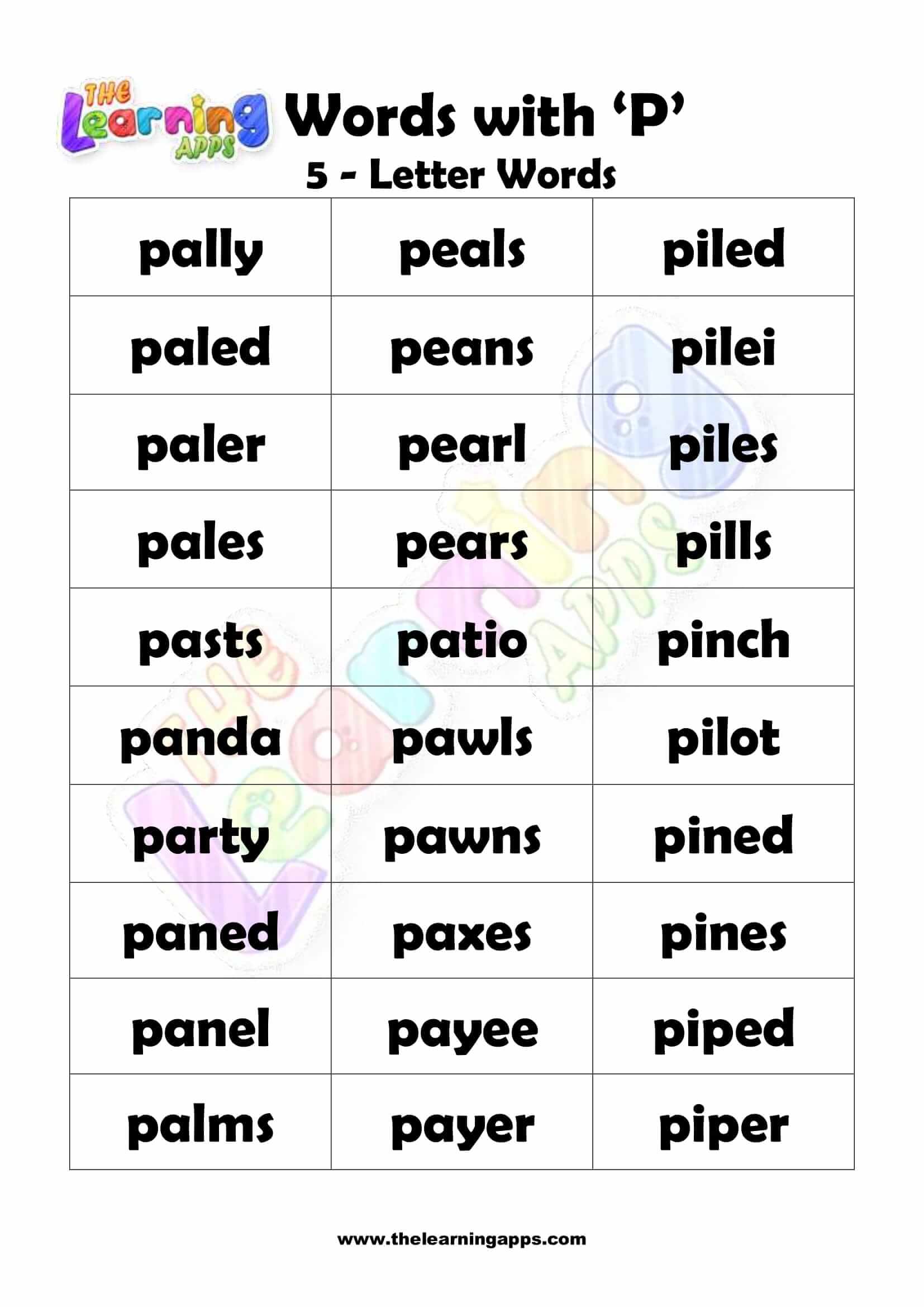 5 LETTER WORD STARTING WITH P-2