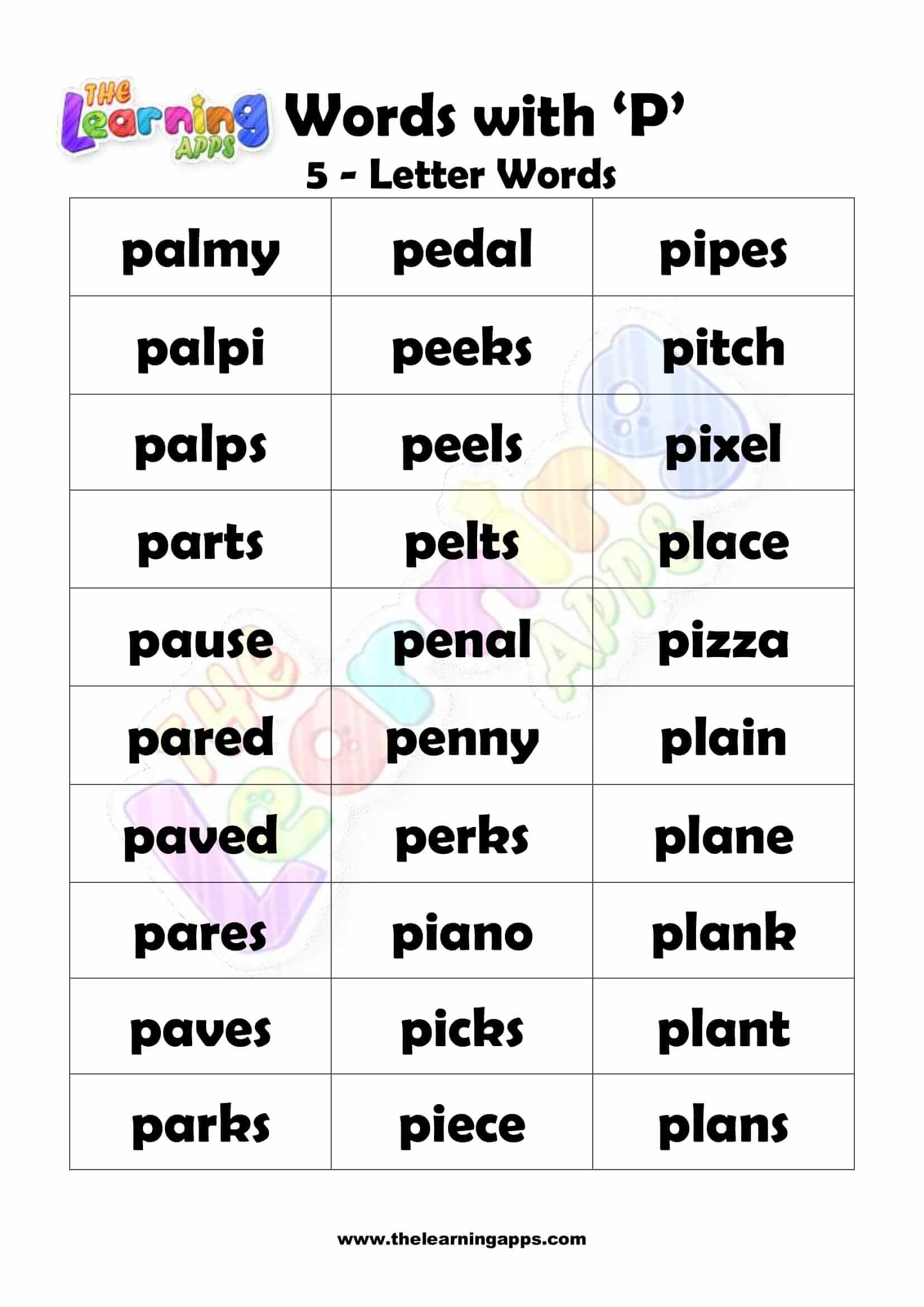 5 LETTER WORD STARTING WITH P-3