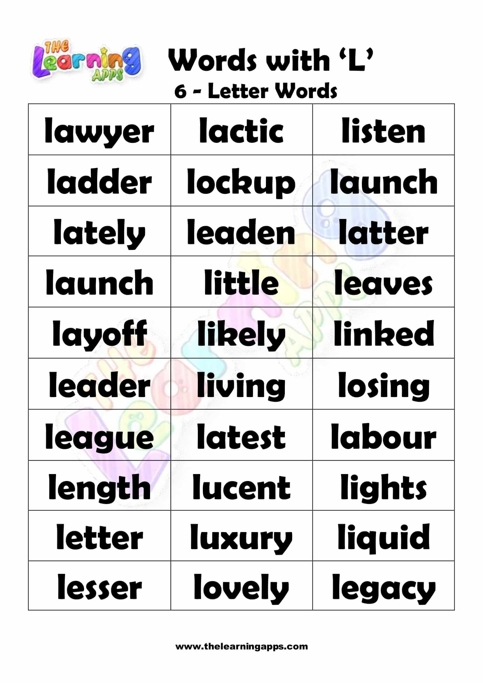 6 LETTER WORD STARTING WITH L-2