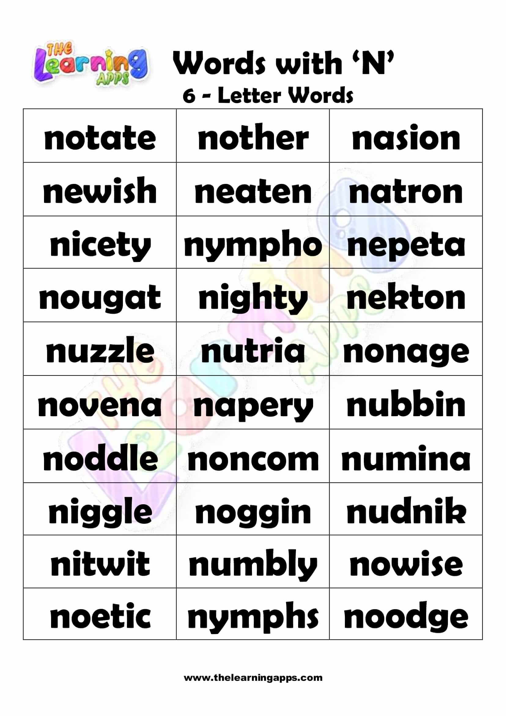6 LETTER WORD STARTING WITH N-3