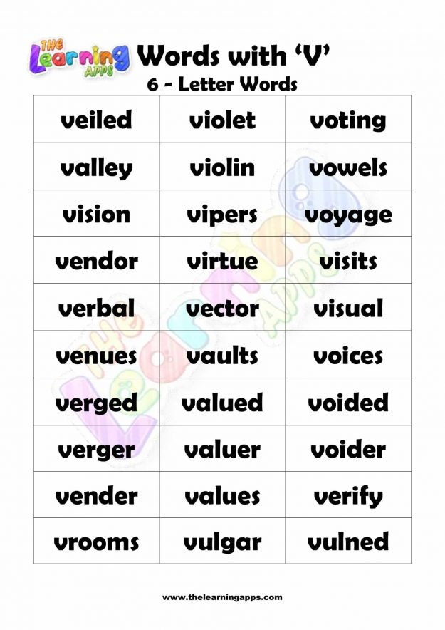 6 LETTER WORD STARTING WITH V-2