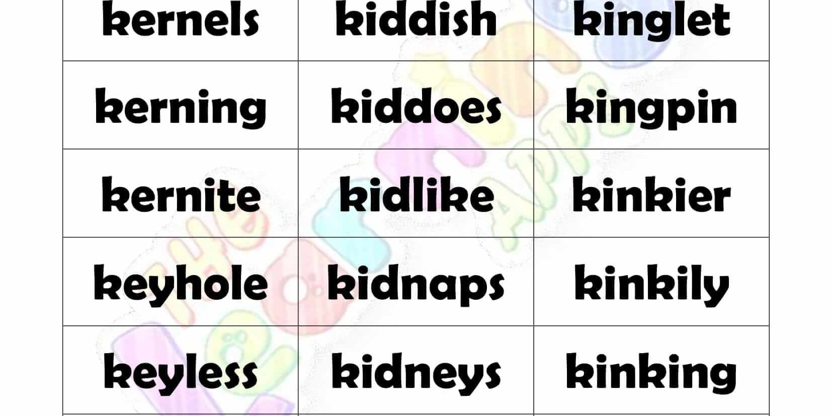 7 LETTER WORD STARTING WITH K-2
