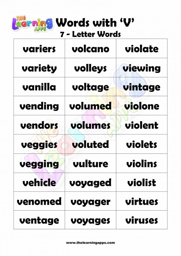 7 LETTER WORD STARTING WITH V-3