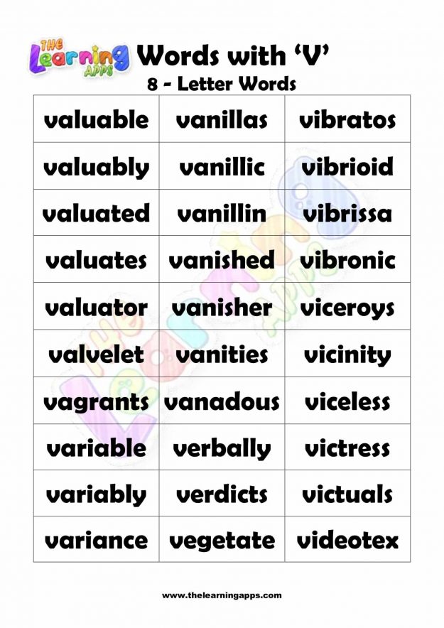 8 LETTER WORD STARTING WITH V-2