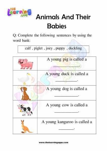 Try our free printable Animal and Their Babies Worksheet 2 for kids