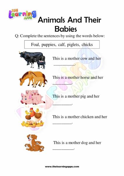 Try our free printable Animal and Their Babies Worksheet 10 for kids